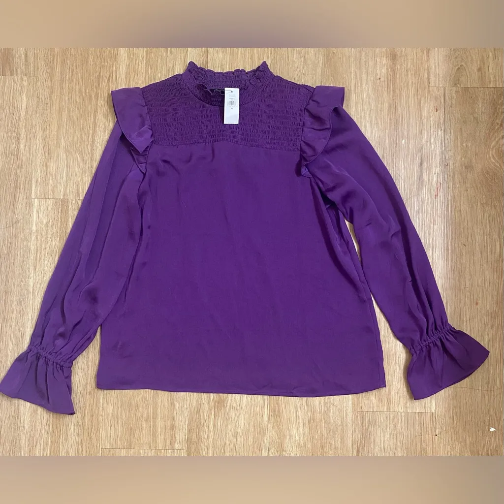 Banana Republic Purple Ruffled Blouse - Image 3
