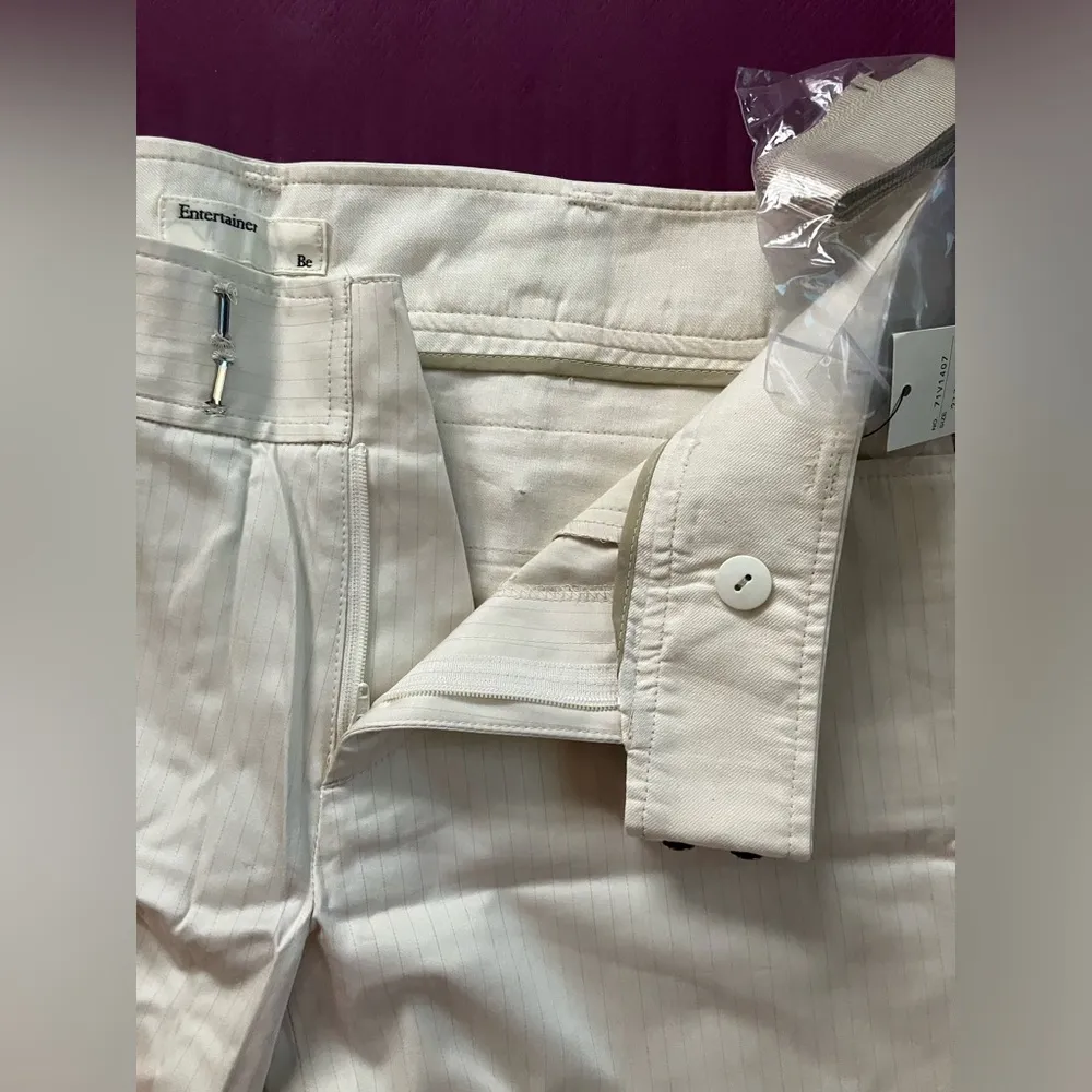 Entertainer Beige Striped Pants Bell Bottom Flares Dress Slacks Casual - Image 6