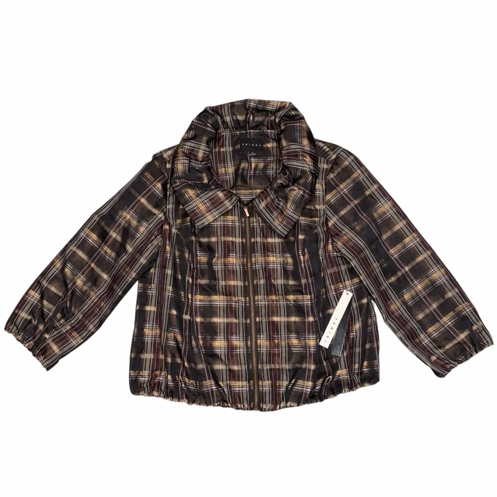 NEW Tribal Metallic Plaid Peter Pan Collar Jacket size 10 - Image 4