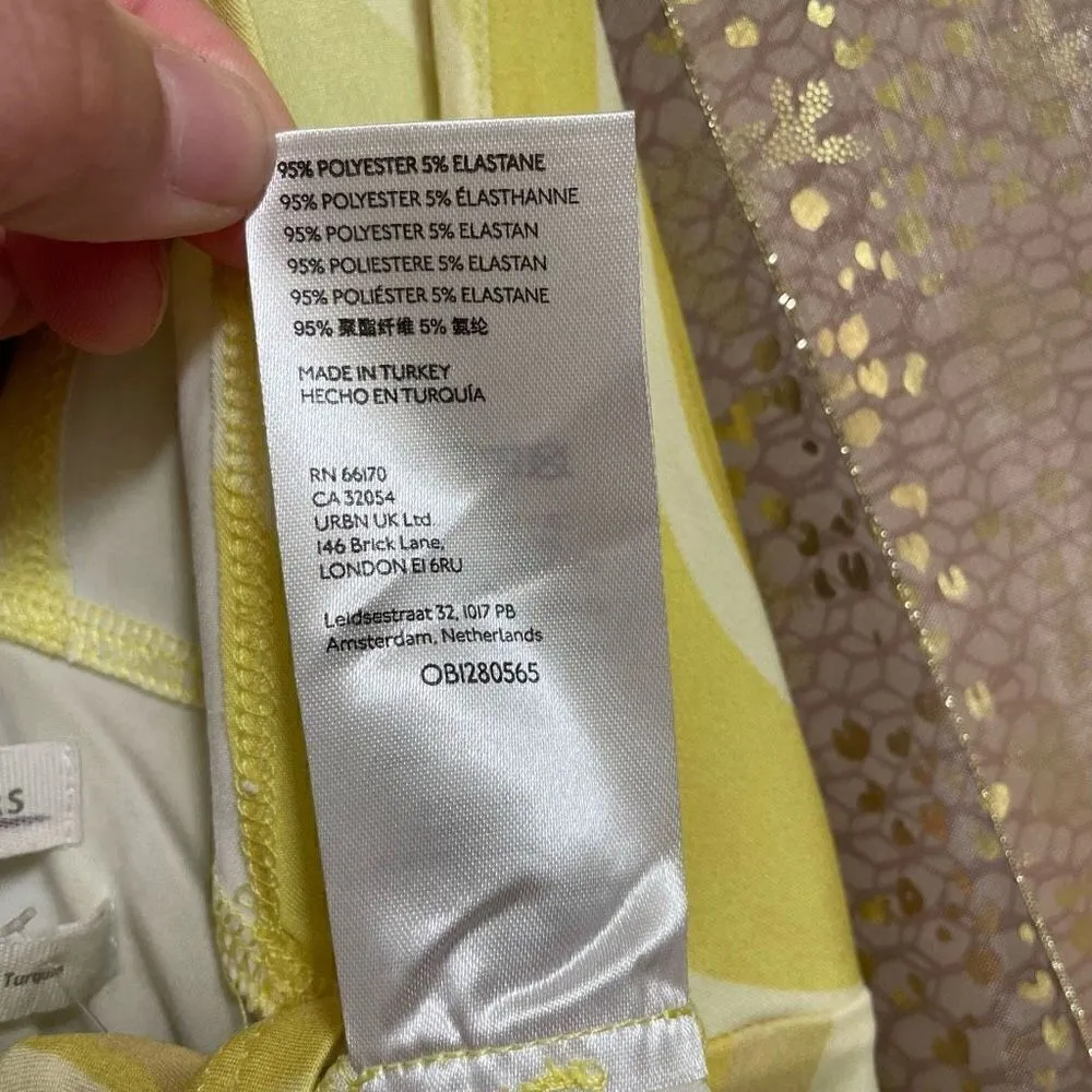 Urban Outfitters Yellow White Criss Cross Tie Back Swirl Crop Top, M NWOT - Image 8