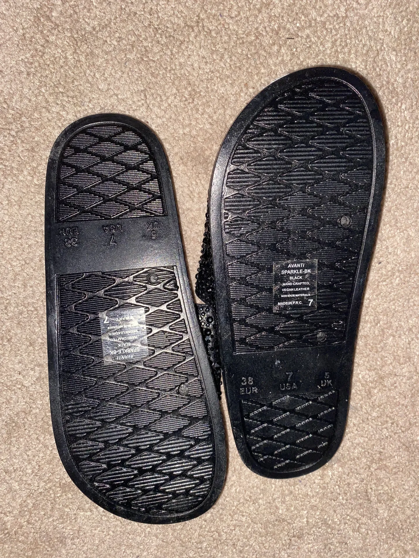 Black Rhinestone Slides Size 7 - Image 3