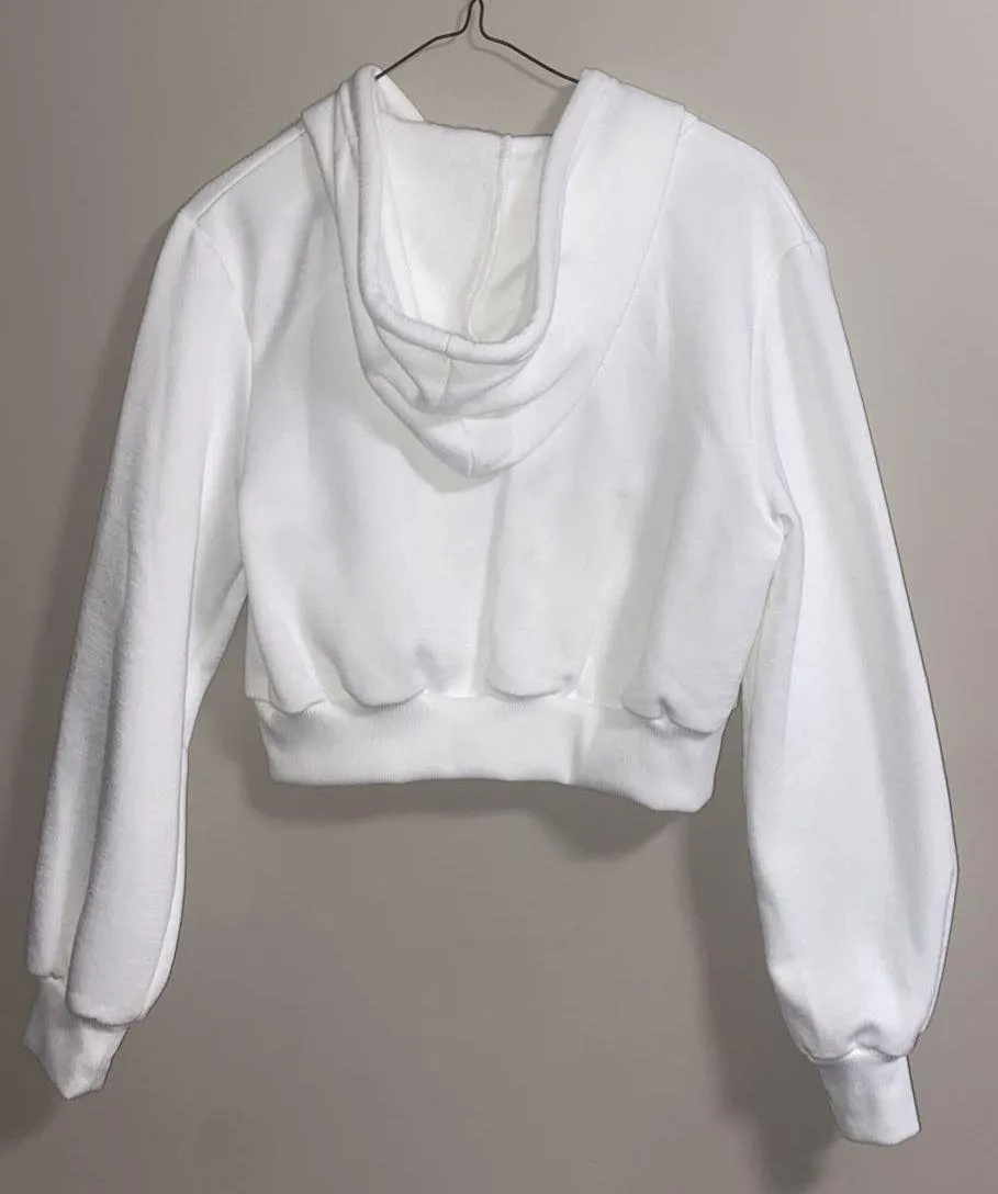 White cropped zip up jacket Size M - Image 2
