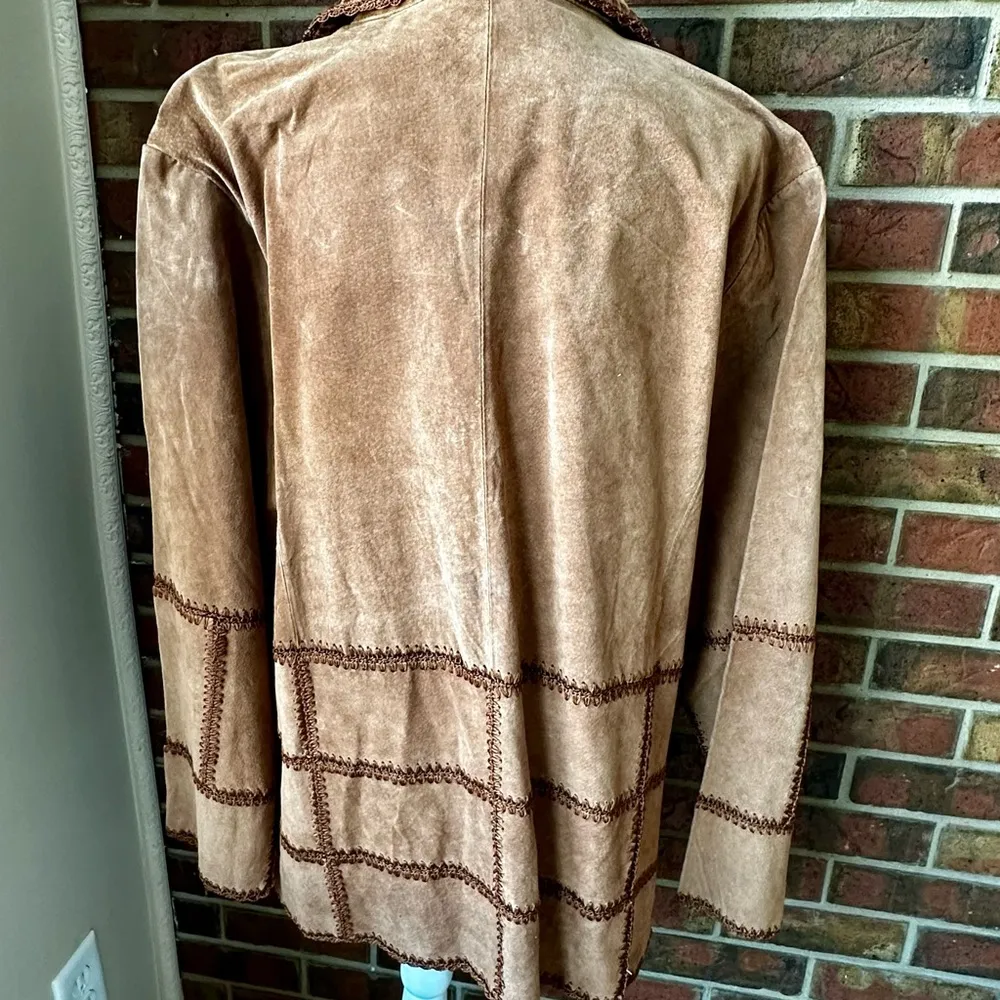 Brown Suede Women's Jacket Sz 2X Patchwork Boho Chic Western Cowboy Fairycore - Image 7