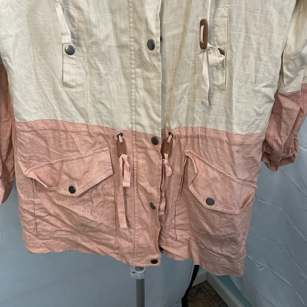 Blu Pepper Khaki and Pink Color Block Jacket Size large **missing pocket snaps** - Image 9