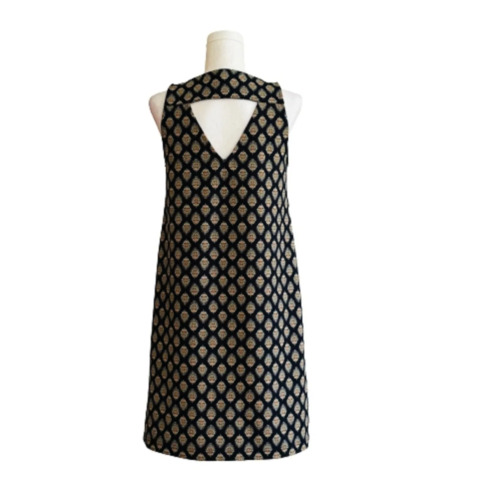 Banana Republic Factory Dress Blue Print Sleeveless Back Cut Out Shift Small - Image 5