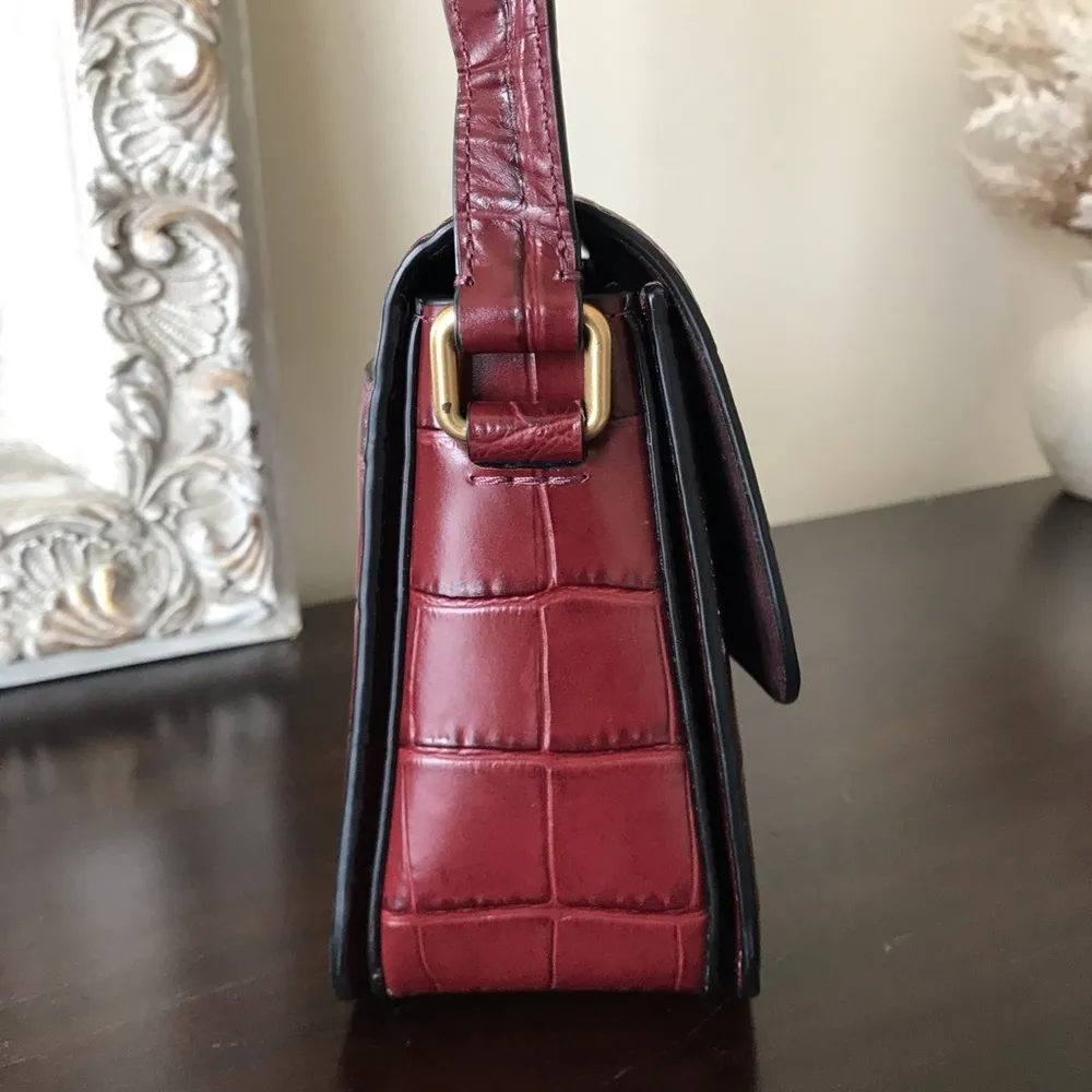 Studio Shoulder Bag, Croc Embossed Leather - Image 4