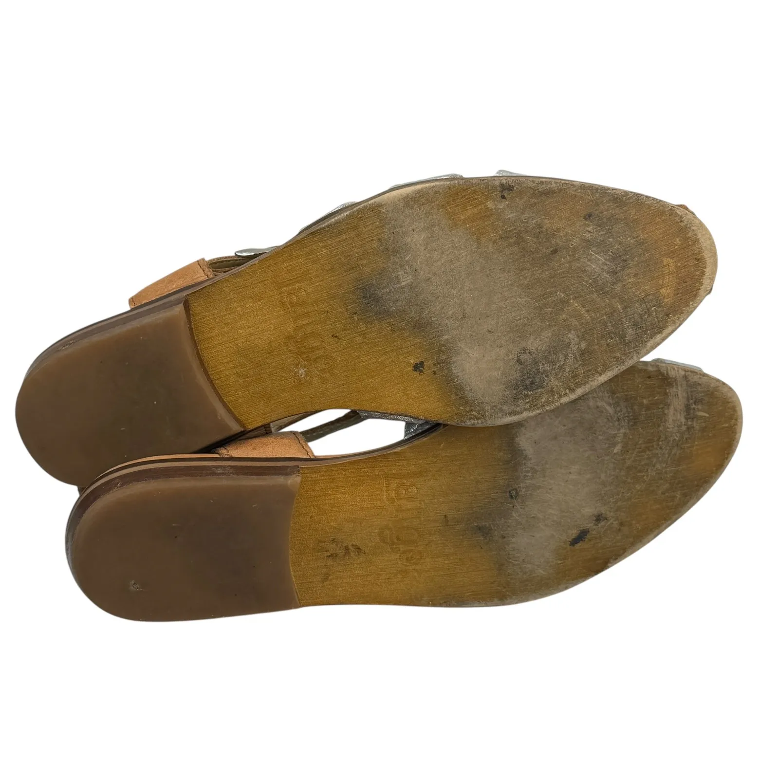 Latigo Silver Leather Fisherman Sandals Sz 6.5‎ Buckle Strappy Boho Flat Coastal - Image 4