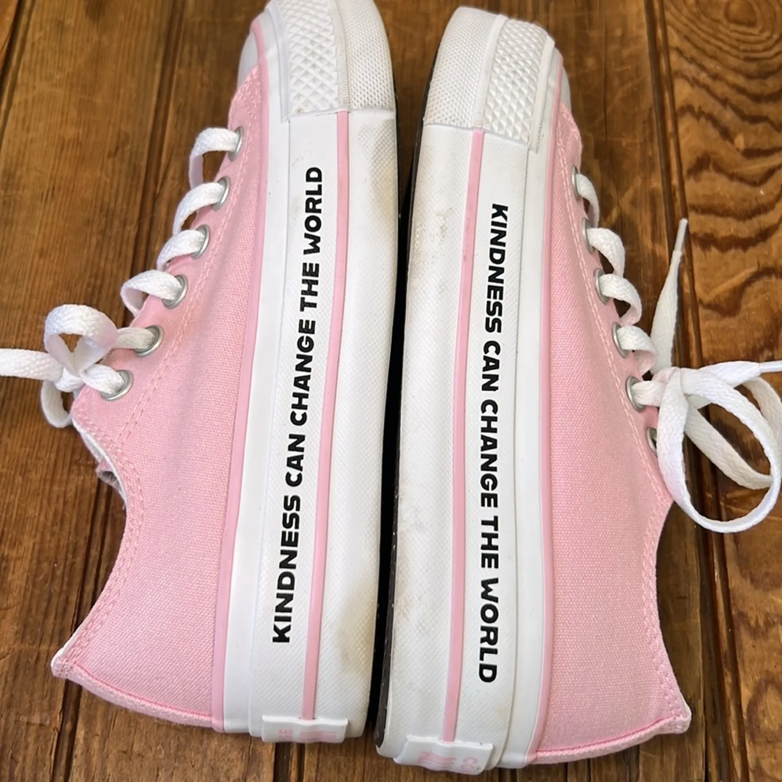 Women’s  or Kids Converse Pink Canvas lug sole custom Sneakers - Image 5