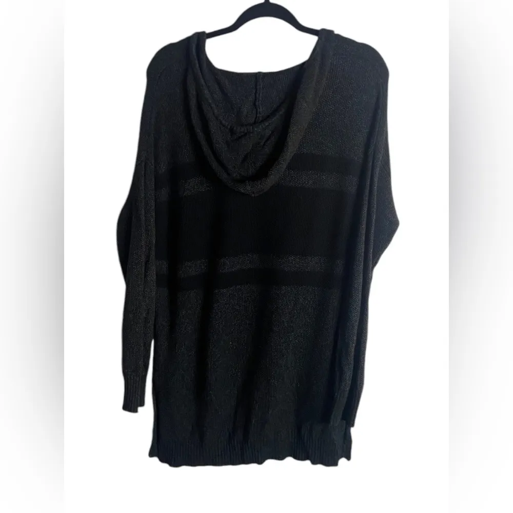 American Eagle Women’s Size Large Hooded Sweater Wool Black Grey Slouchy Knit - Image 5