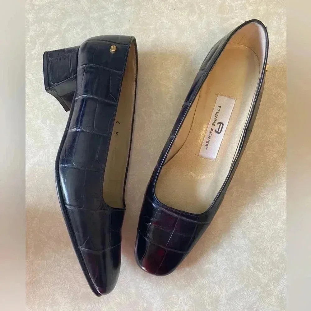 Etienne Aigner Astoria‎ Square Toe Black Heels size 6 - Image 5