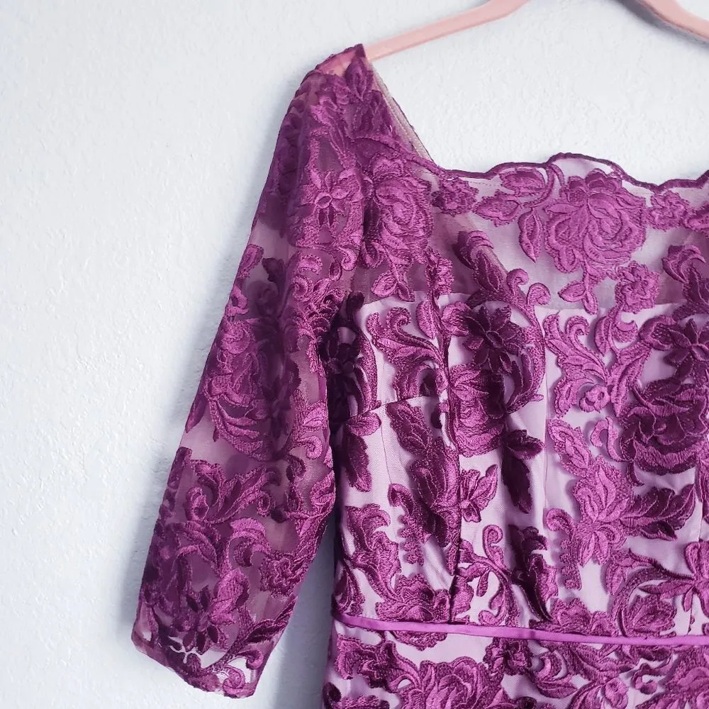 JS Collections Illusion Bateau Neck‎ Embroidered Gown - Image 7