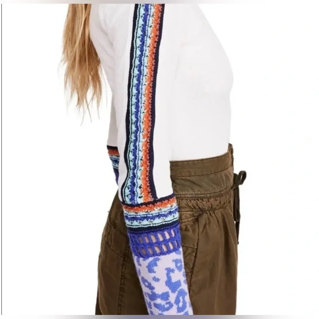 Free People Switch It Up Crochet-Trim Thermal Cuff White Top Mock Neck Size‎ XS - Image 6