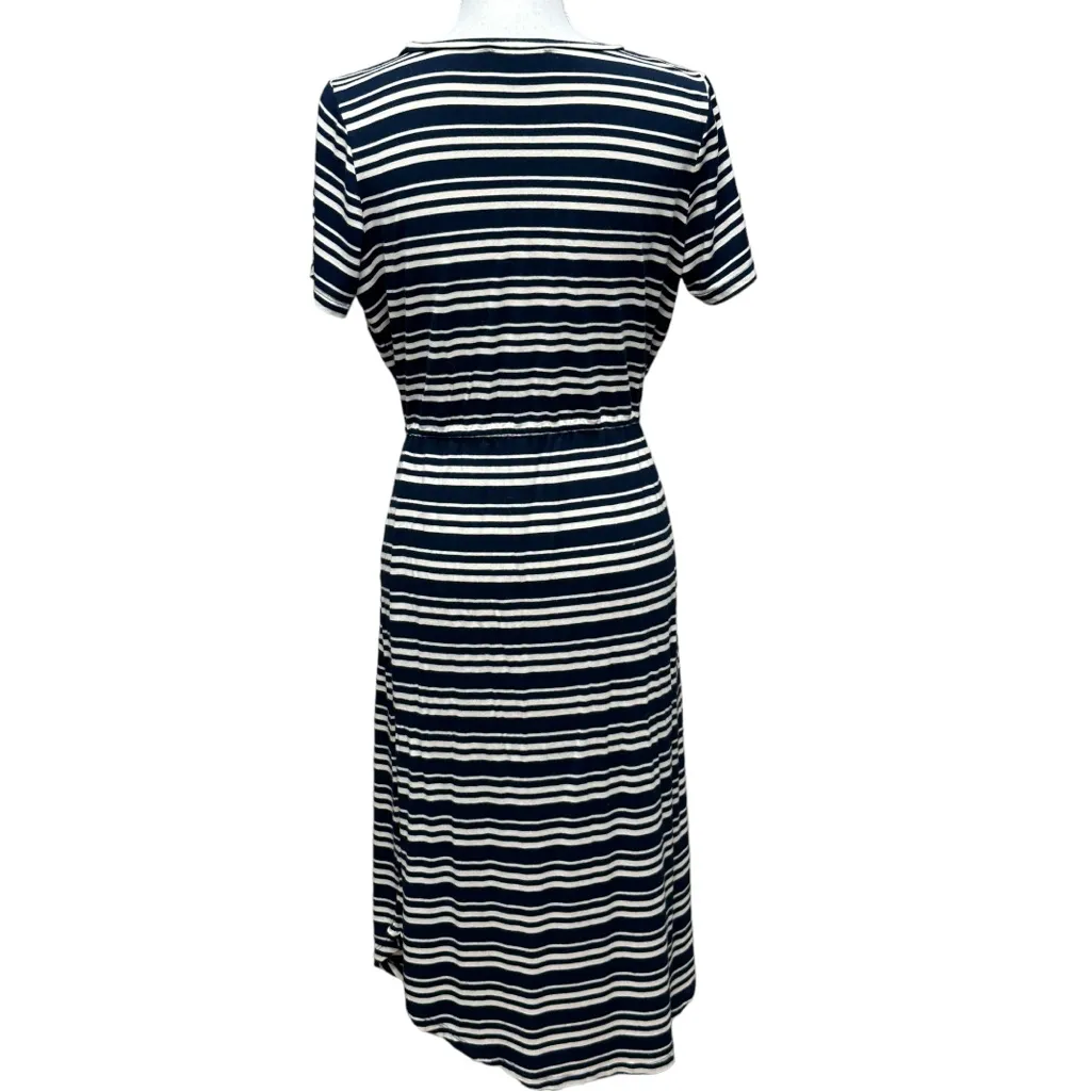 Olive & Oak T-Shirt Dress Short Sleeve Navy Stripes Waist‎ Size L - Image 2
