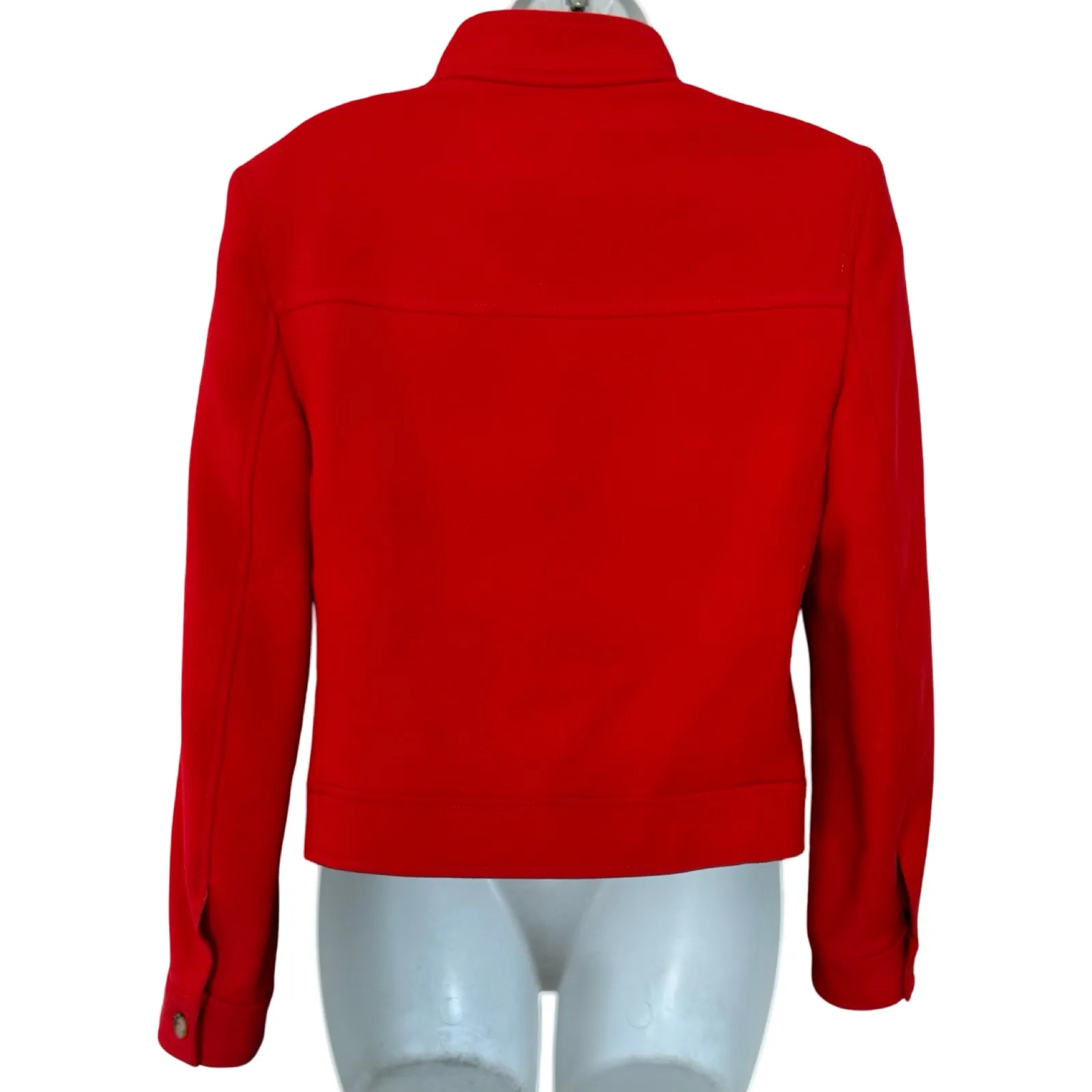 Vintage 90s Kors MIchael Kors Cherry Red Wool Button Front Collared Jacket sz 10 - Image 4