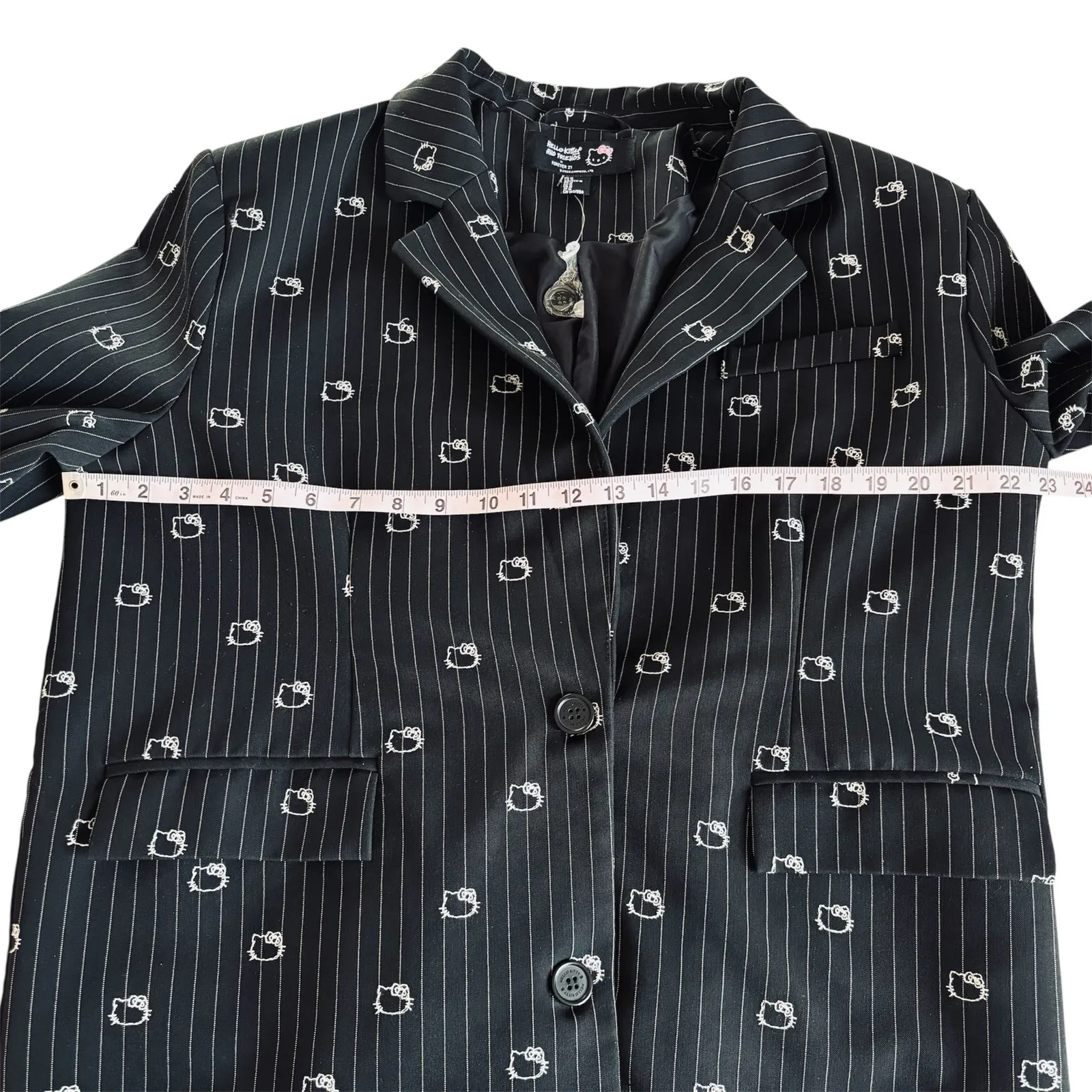 Forever 21 Hello Kitty Oversized Blazer Black Striped Jacket Women’s Size Medium - Image 5