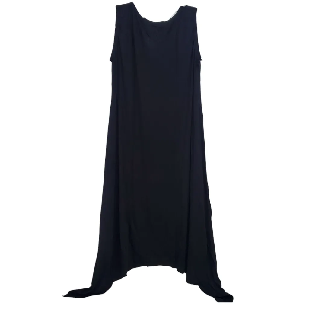 Shiny O/S Black Sleeveless Long Dress with Silver Butterfly Design NWT Size undefined - Image 2