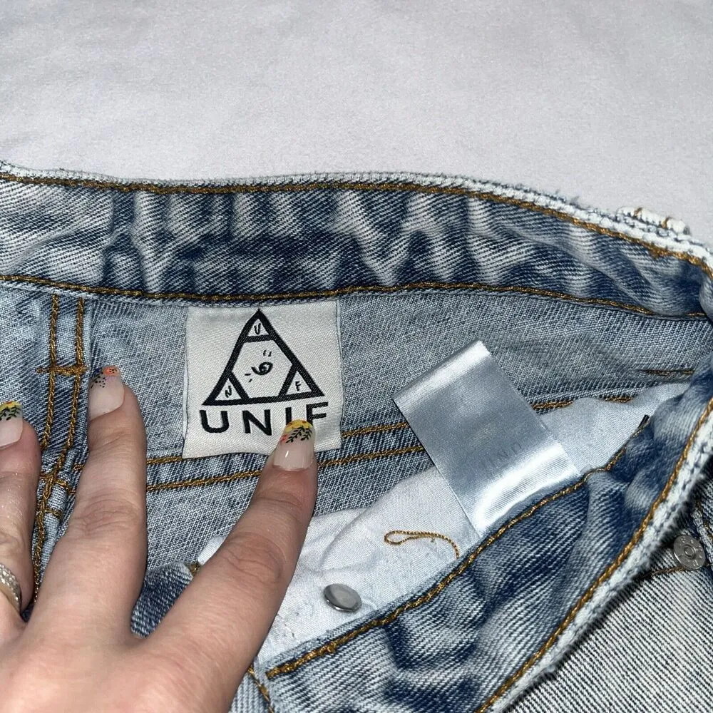 UNIF Size 24 Jeans Retro Old School Heavy Denim Distressed Boyfriend Destroyed - Image 9