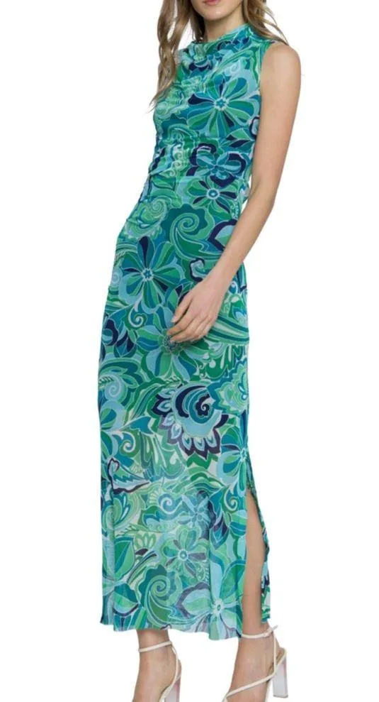 DONNA MORGAN MOCK NECK FLORAL SLEEVELESS DRESS - Image 2