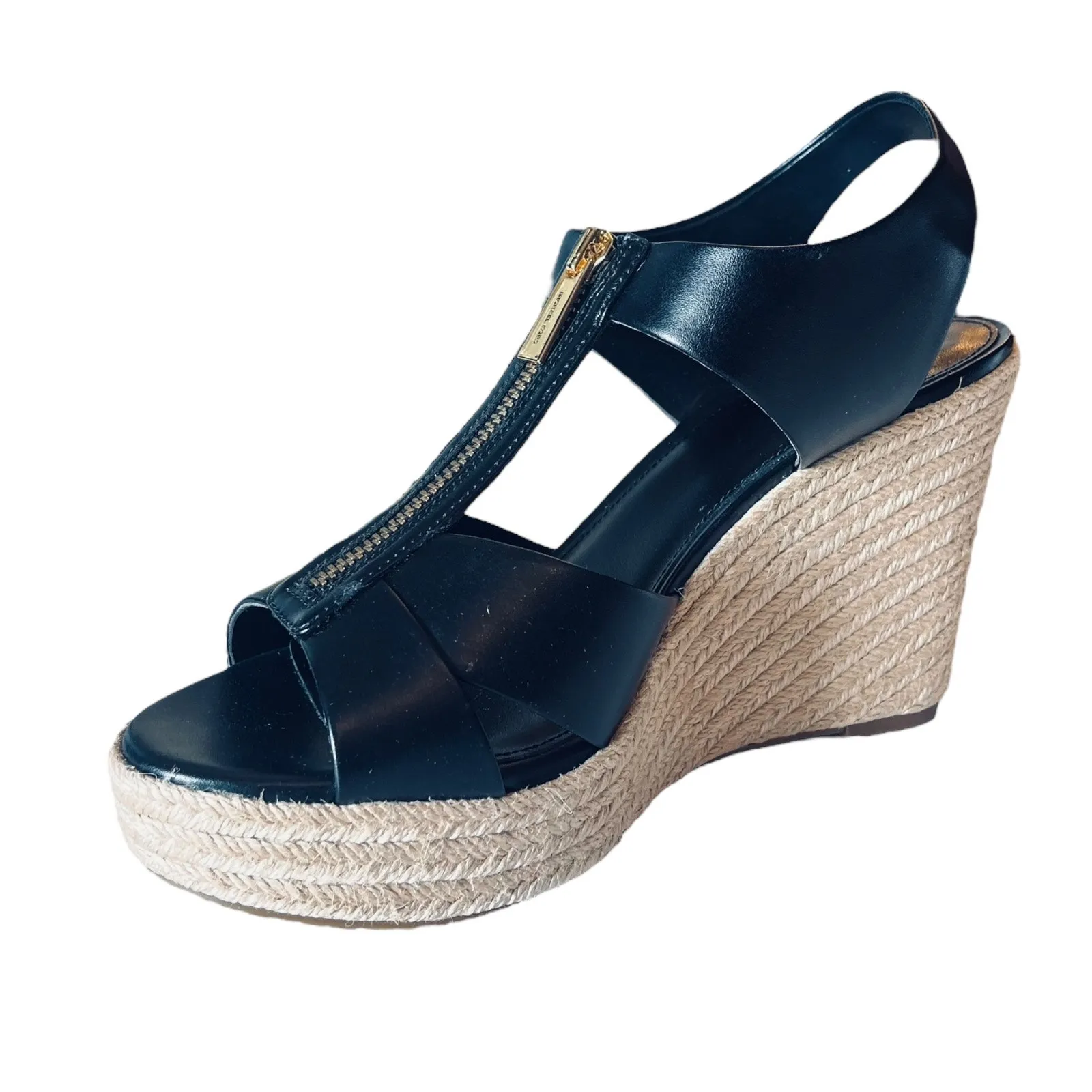 Michael Kors Roslyn Wedge Shoes Womens 10 Vegan Leather Zip Sandal Shoe Box New - Image 9