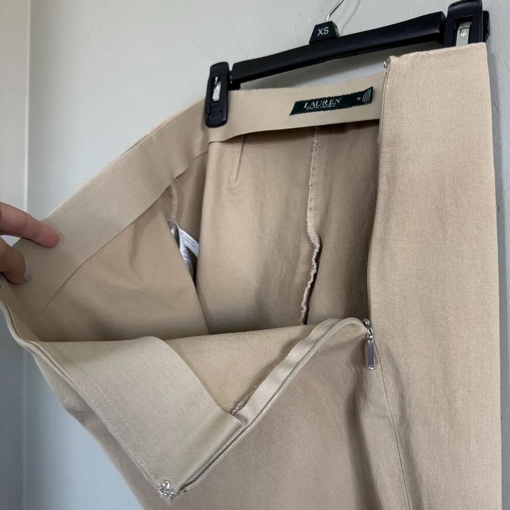Lauren Ralph Lauren Woman’s Cropped Pants Size 12 Khaki Beige Tan Zip Up Stretch - Image 7