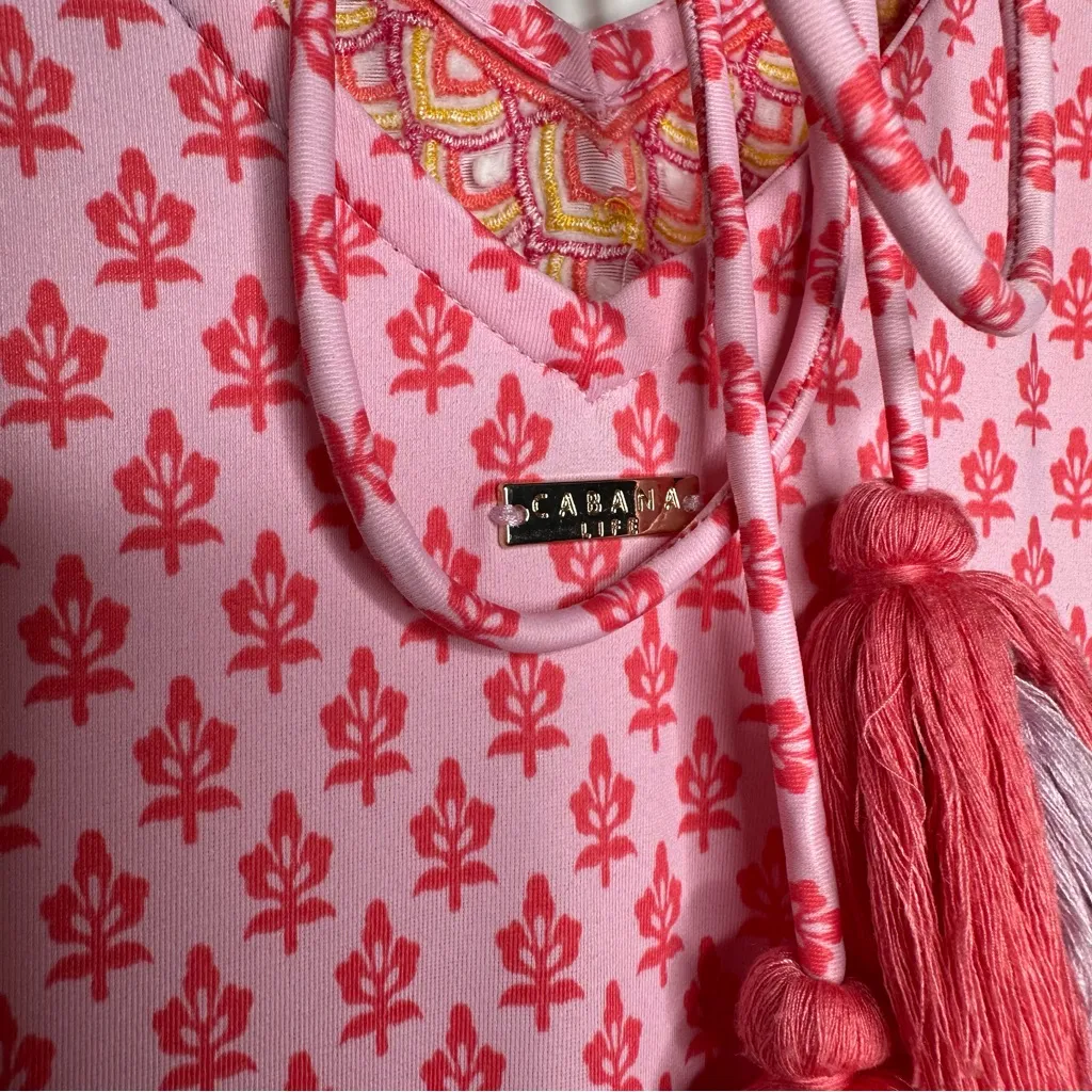 Cabana Life Pink Boca Raton Sleeveless Tiered Maxi Dress UPF 50 Size Large - Image 5