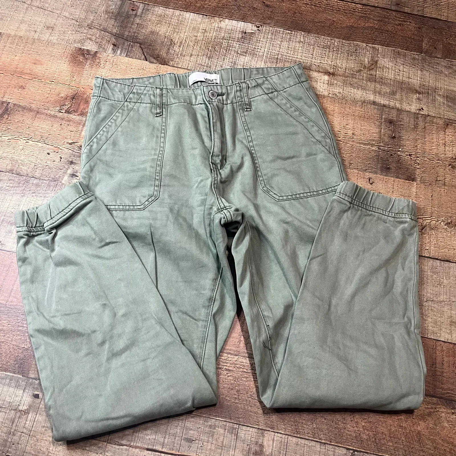 Vervet by Flying Monkey | Women's Green 100% Cotton 90's Slim Joggers Sz 27 - Image 3