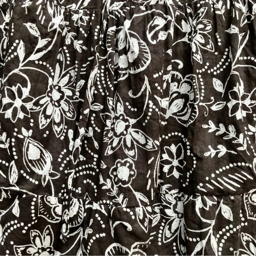 Olivaceous Floral Knee-Length Resort Wear Brown and White Dress Women’s Size M - Image 5