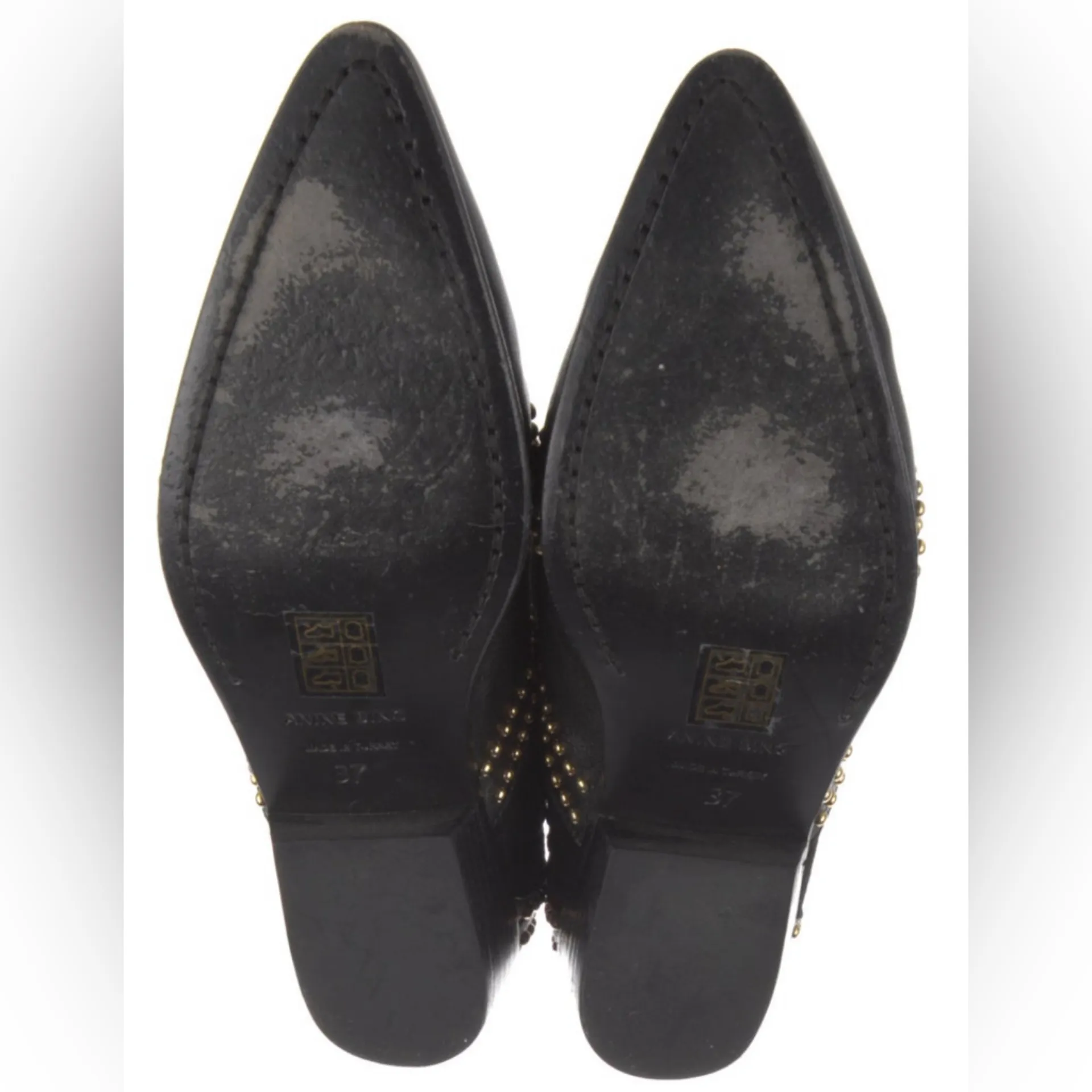 Anine Bing Charlie Studded Ankle Boots Western Gold Accents Booties EU37 - Image 6