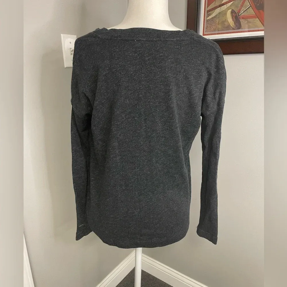 Standard James Perse Black Dark Gray V Neck Long Sleeve Womens Size 2 - Image 3