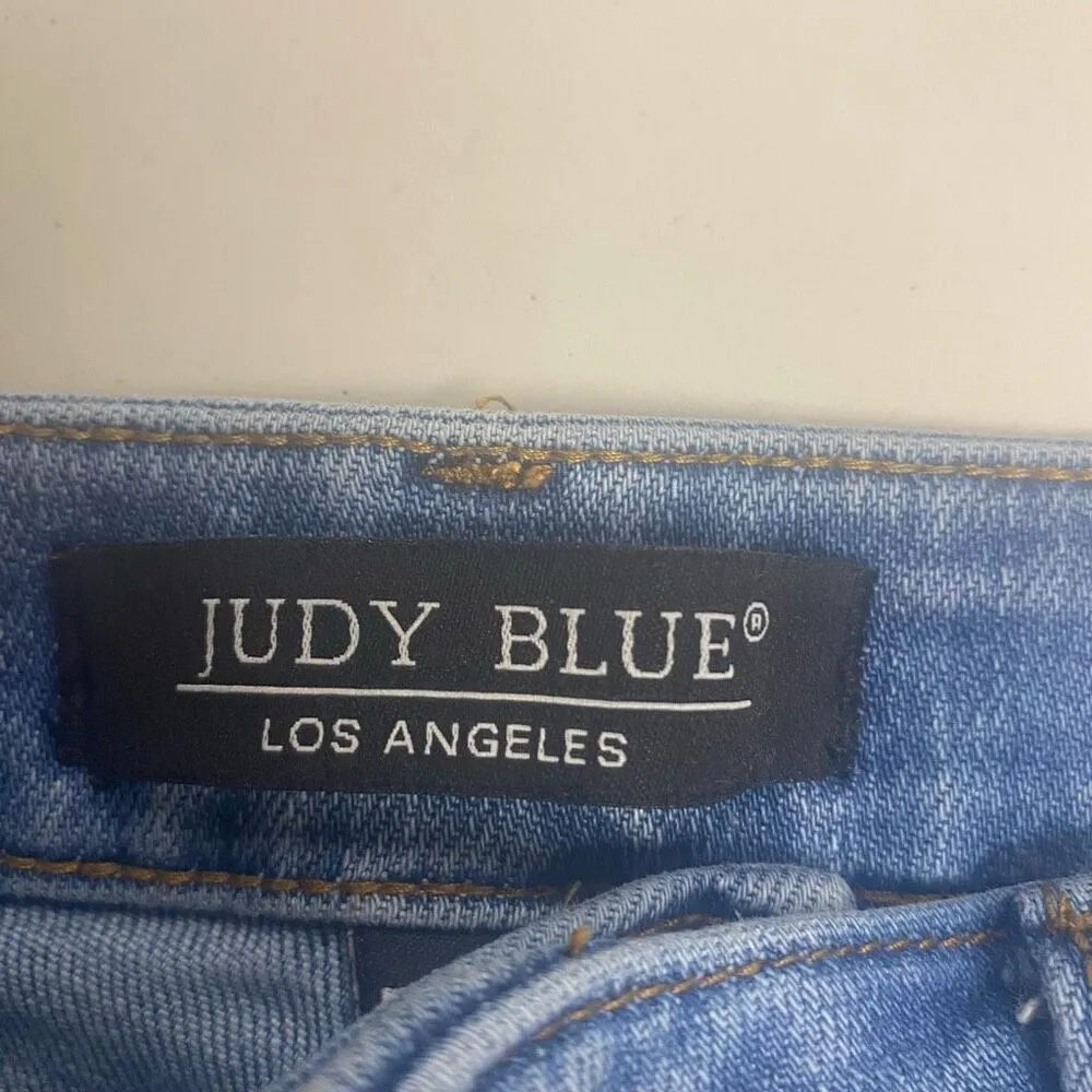 JUDY BLUE Women’s Juniors Blue Control Top Skinny Distressed Size 5/27 Jeans - Image 9