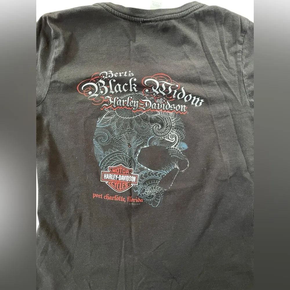 Harley Davidson Black Widow Web Skull Florida Moto Biker Grunge Outlaw Tee Shirt - Image 5