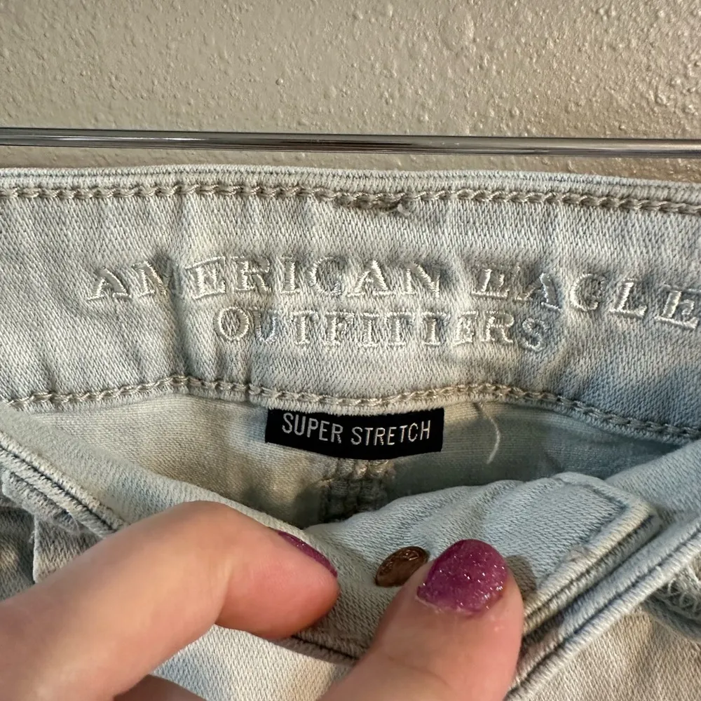 2/$15 AE Faded Denim Jean Shorts Hi Rise Shortie Super Stretch - Image 3
