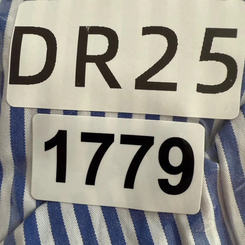 Ivy City Co Blue and White Striped Midi Dress pocket size XS - Image 14