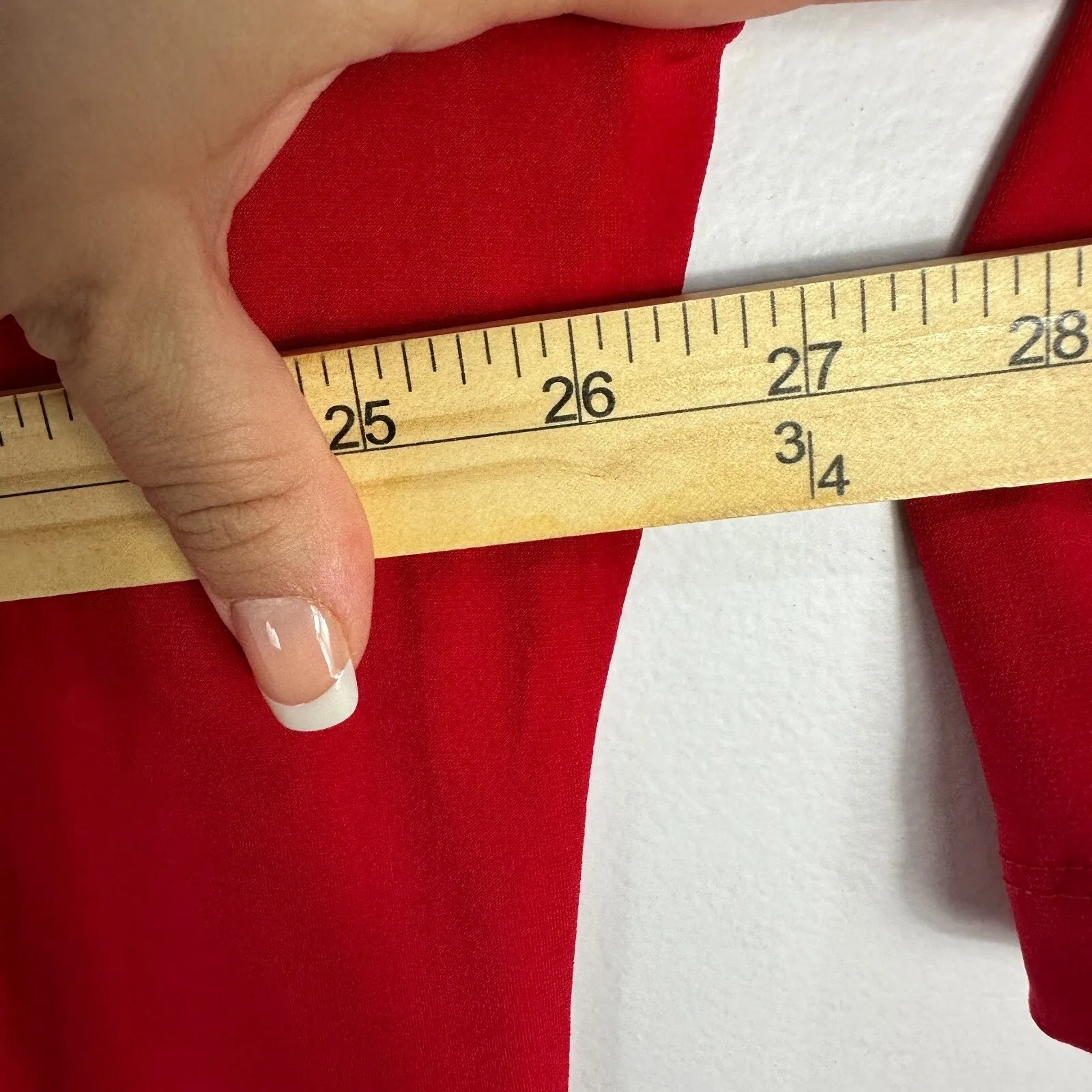 Susan Graver Off Shoulder Dress Women 3X Red Bell Sleeve‎ Boho Resort Vacation - Image 8