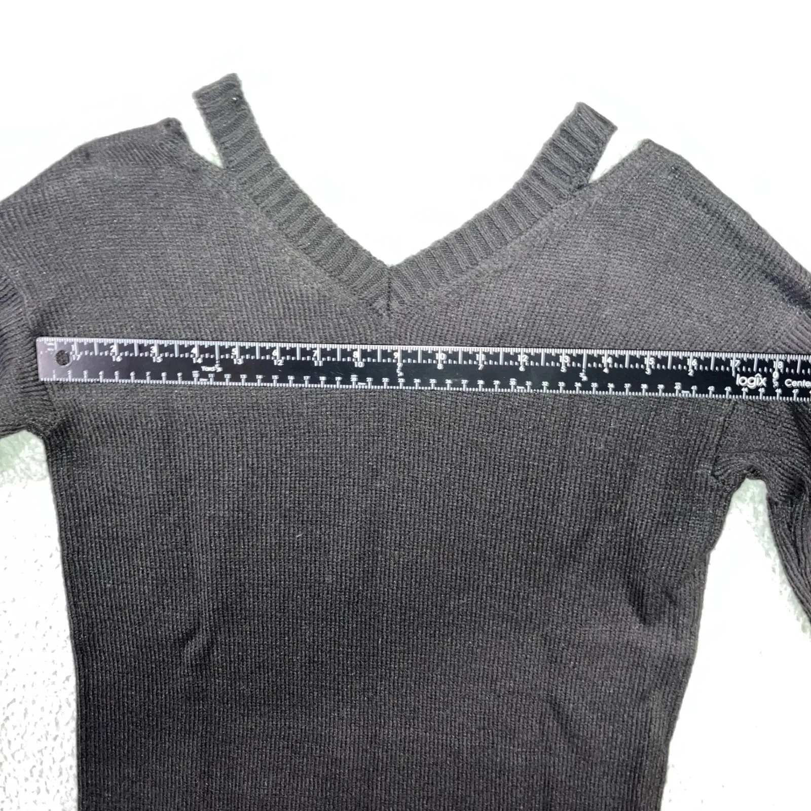 Vintage Sweater Women XS V Neck‎ Distressed Fairy Whimsigoth Witchy Peasant Y2K - Image 7