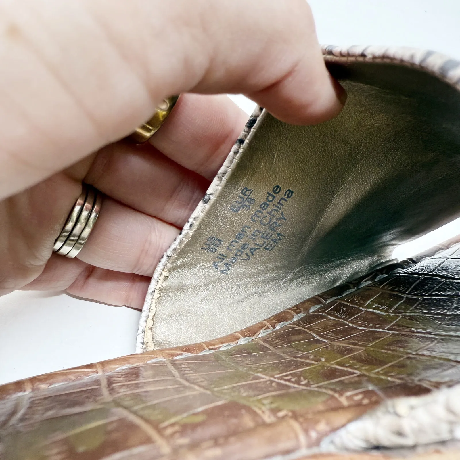 [Sam Edelman] Valery Snake Print Embossed Leather Mini Wedge Slide Sandals Sz 8 - Image 11