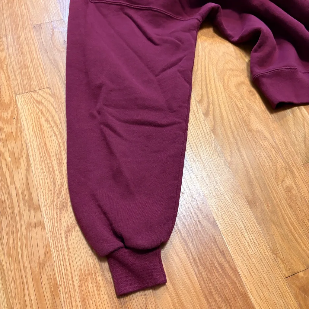 Vintage 90’s H.I.S Crewneck Sweatshirt Burgundy Embroidered Blue Hearts Sz L Red Size L - Image 8