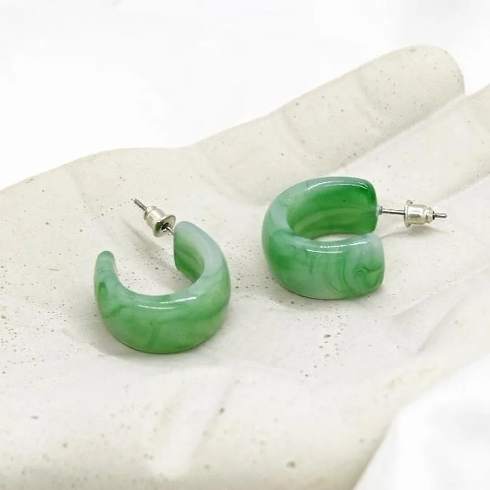 Acrylic Wide Mini Hoops Green - Image 4