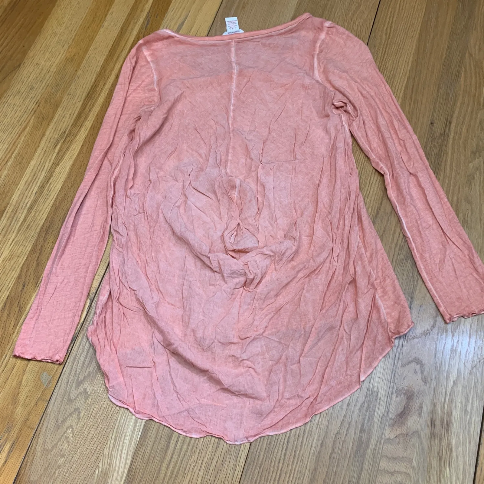 Sundance Tunic Top Coral Pink Long Sleeve High Low Cotton Viscose Size Small - Image 6
