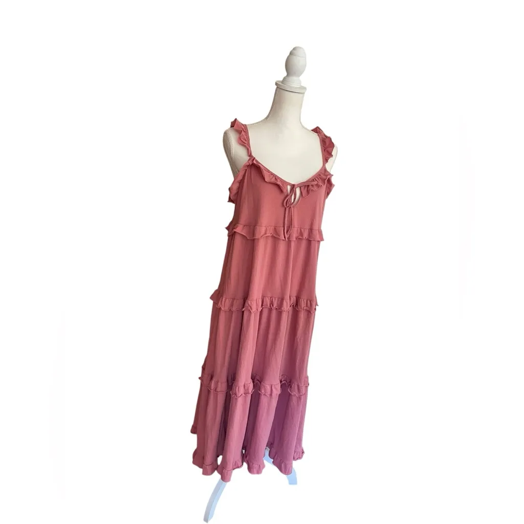 J. Crew Pink Tiered Knit Keyhole Midi Maxi Dress Rose Pink Size S - Image 3
