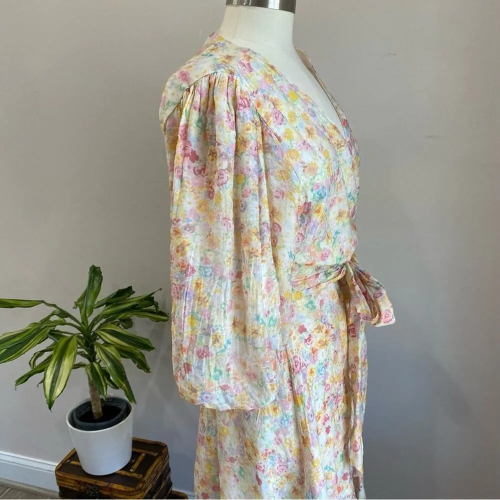 MINKPINK Elvire Floral Romantic Wrap Print Mini Dress Size X-Large - Image 8