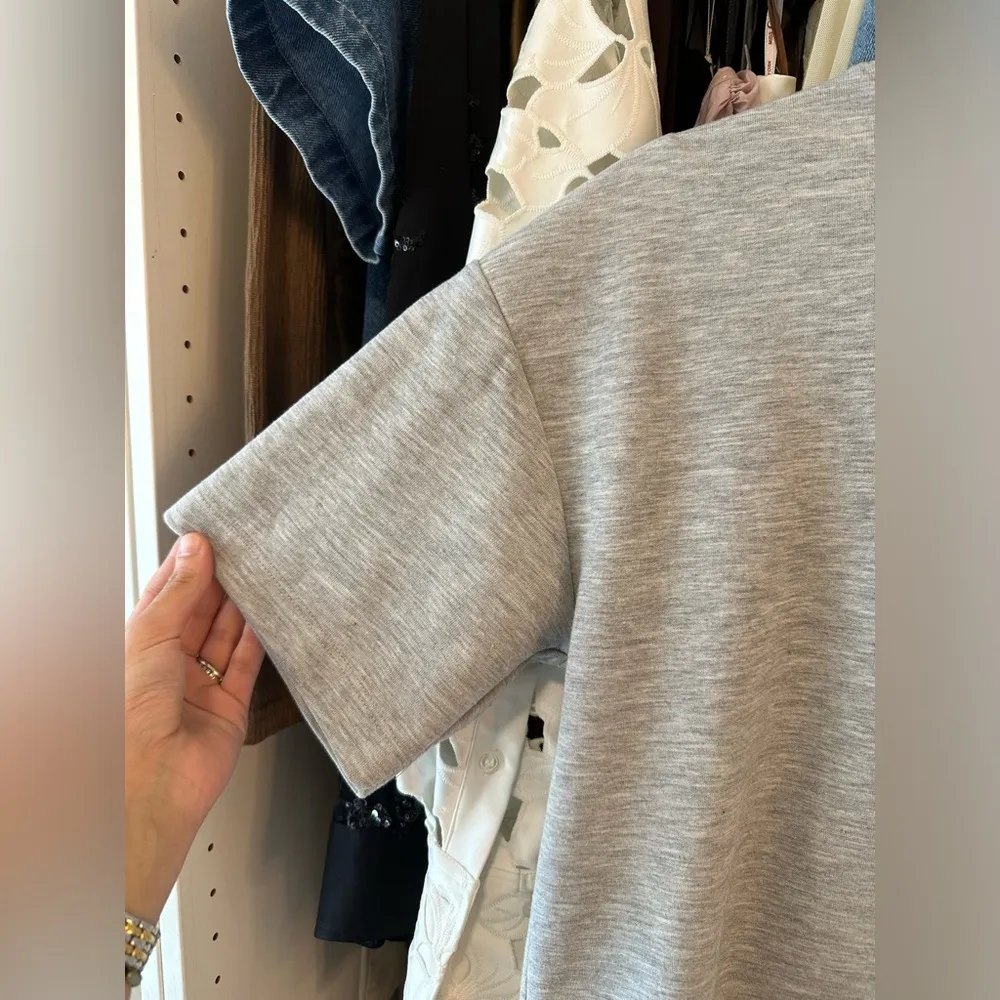 Zara gray thick material oversized shoulder padded drop shoulder t-shirt tee - Image 3