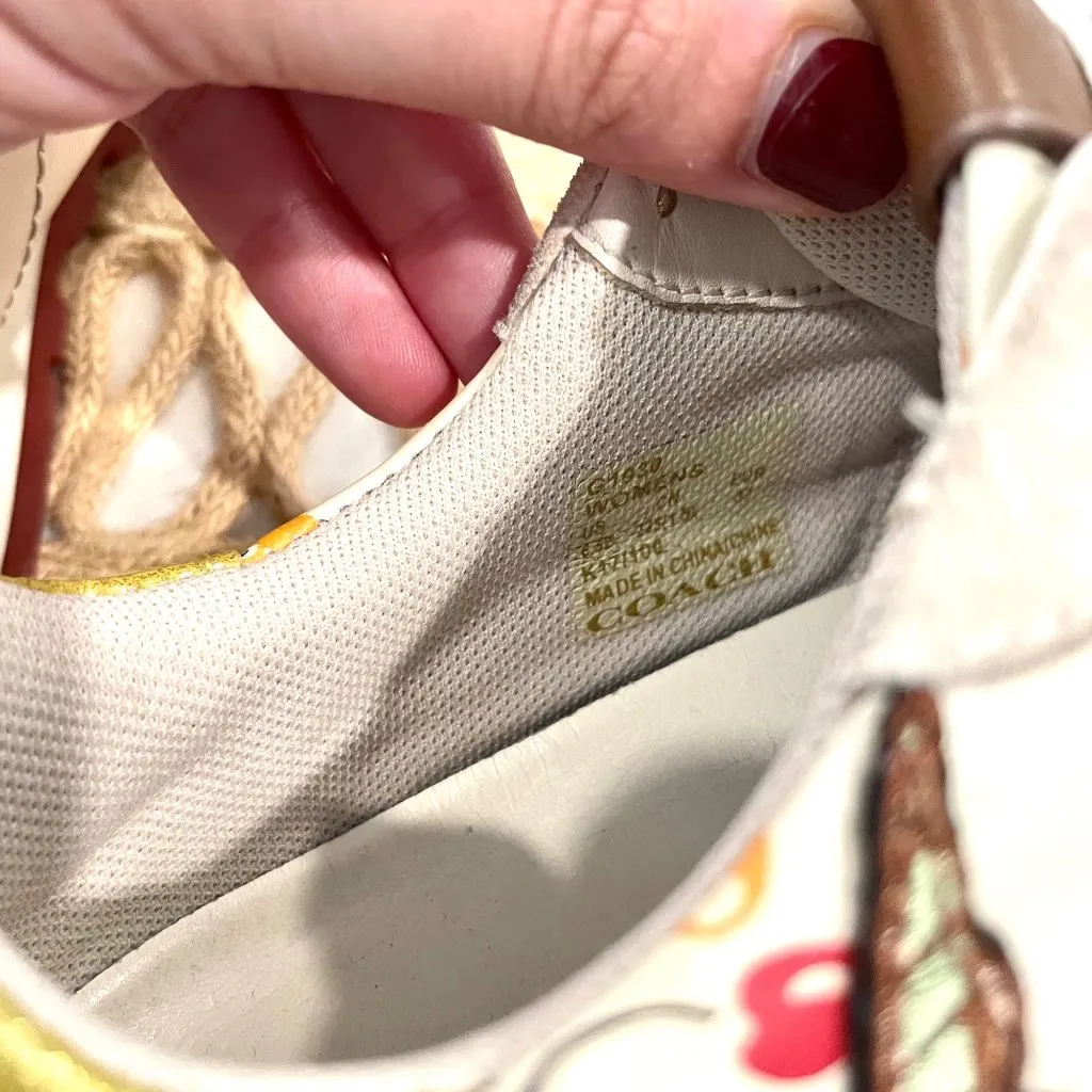 Coach Rare C125 Unicorn Cherry Embellished Sneakers Size 6.5 Red Suede - Image 12