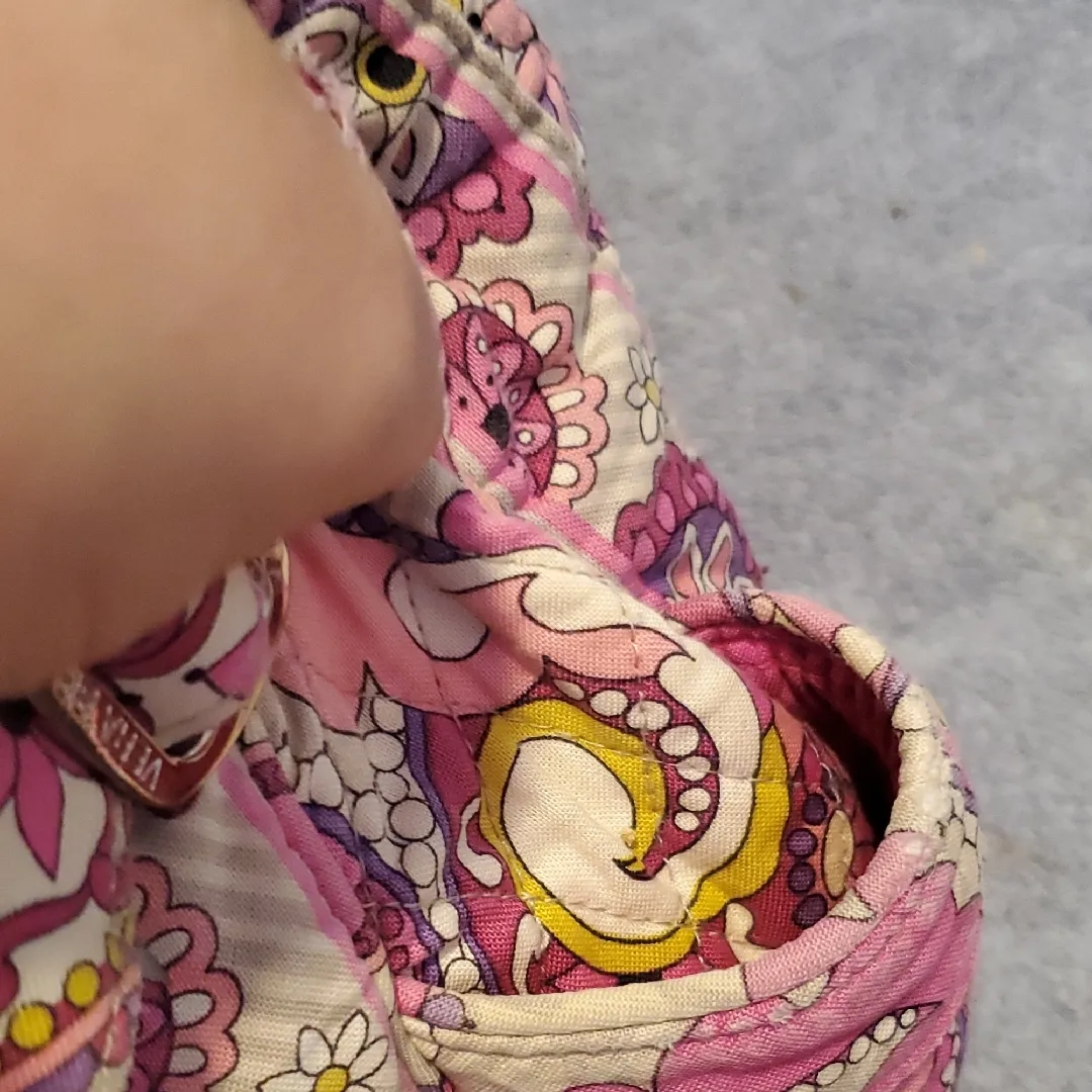 Vera Bradley  Pink Magenta & Gray Paisley Plaid Quilted Hand Bag - Image 5