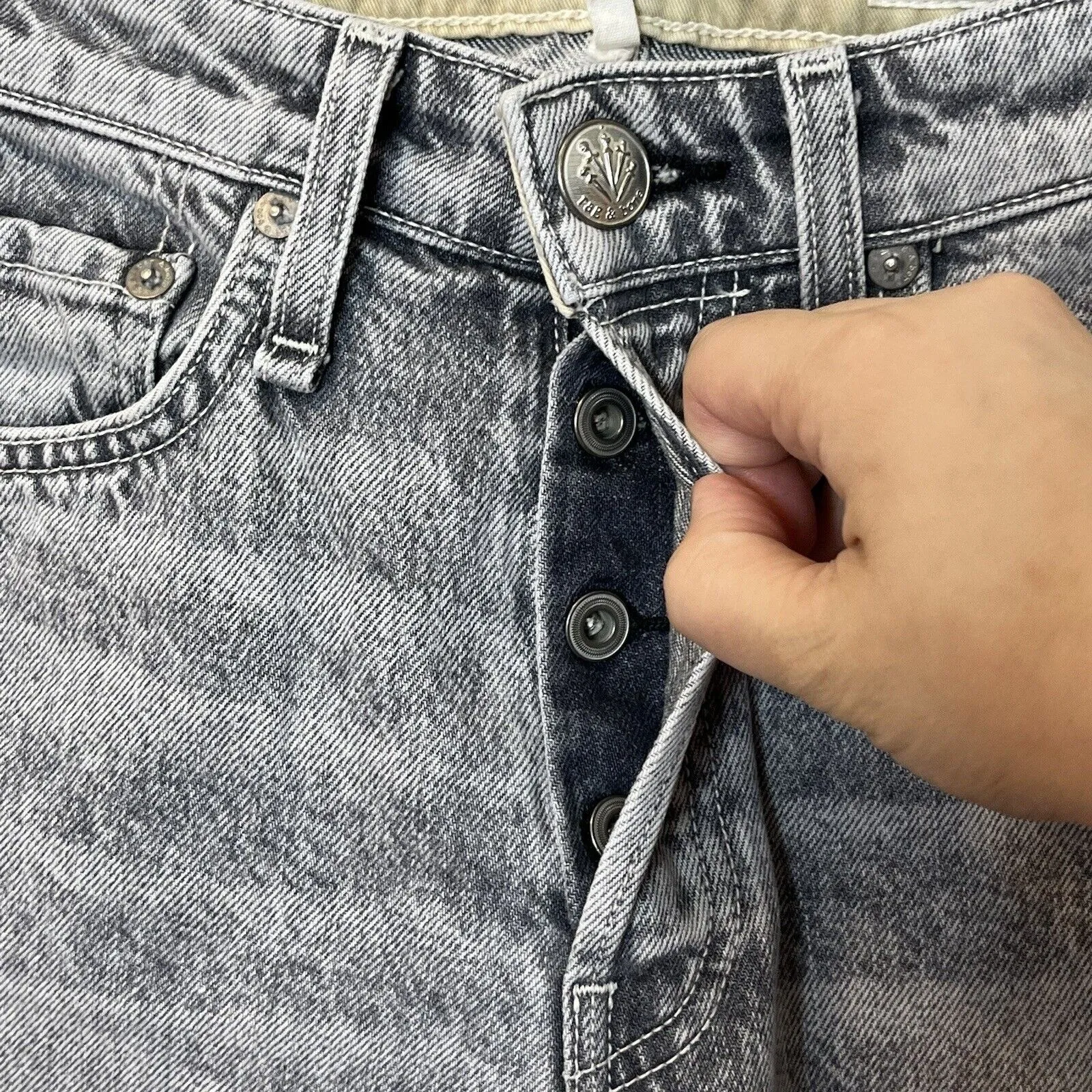 Rag & Bone Maya Slim Ankle Jeans Women’s Size 24 Acid Wash High Rise Frayed Hem - Image 9