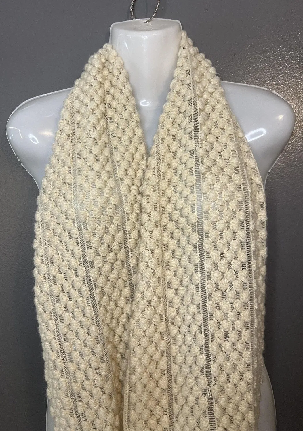 Francescas Collections Scarf Womens One Size Beige Popcorn Knit Textured Acrylic - Image 1