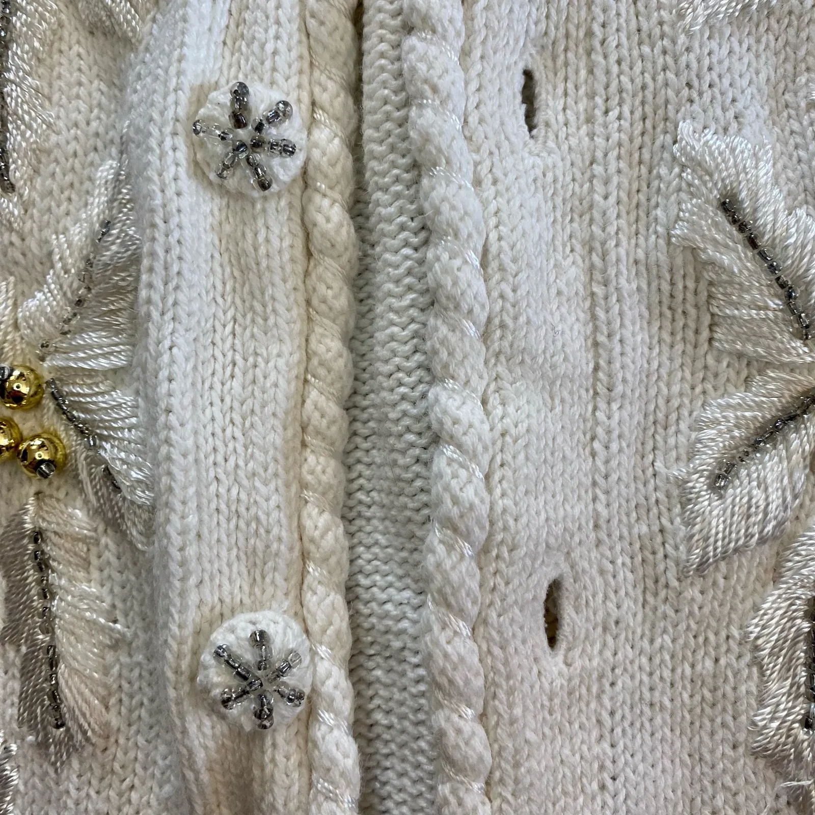 BP Design Vintage Ramie Knit Holly Berry White Sweater Cardigan Womens XLarge Size XL - Image 5