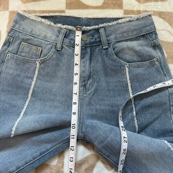 Fun Fringe Jeans‎ Raw Hem Denim Slim Straight Leg Blue Size 29 - Image 9