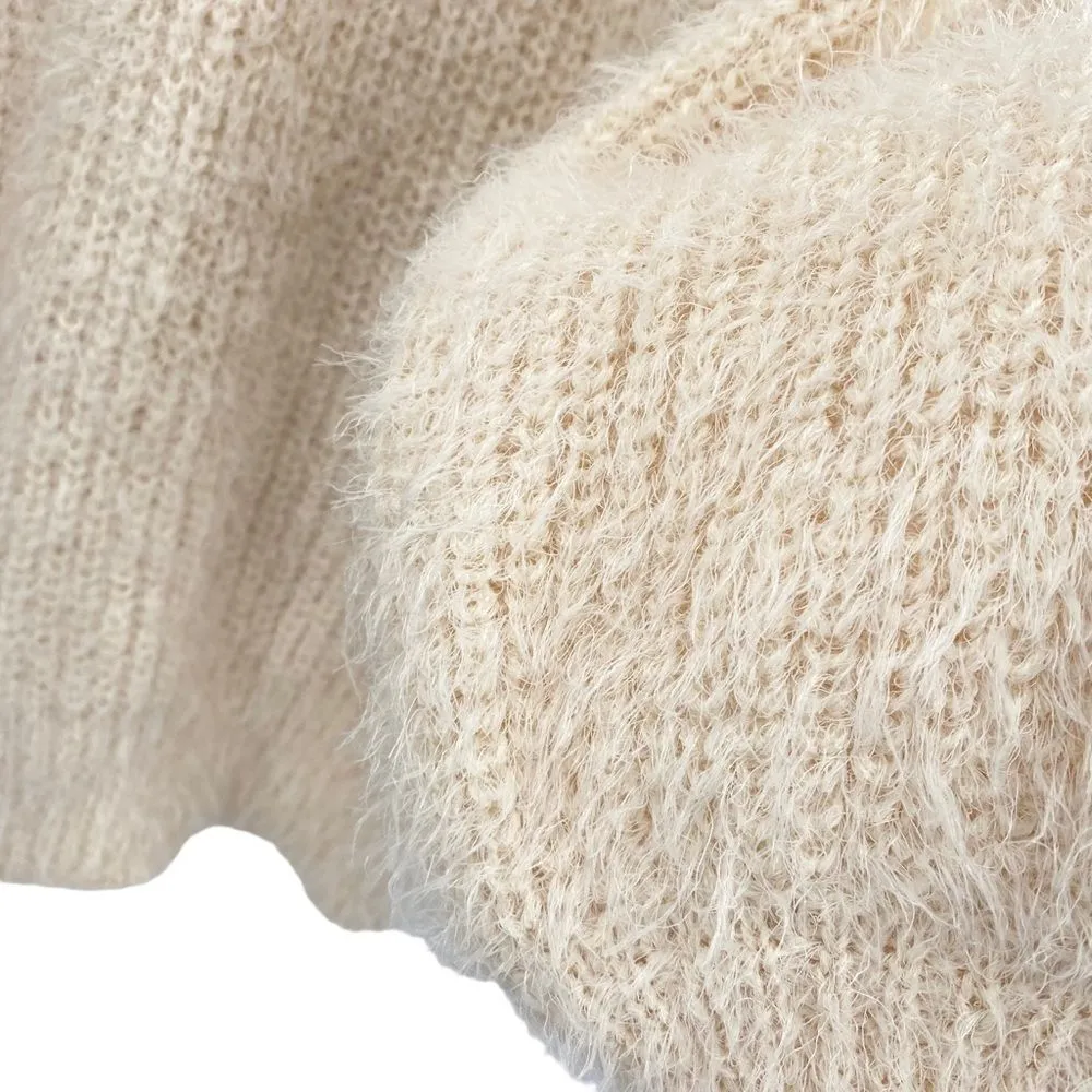 Naked Zebra Women’s Oversized Fuzzy Eyelash Knit Sweater - Image 5