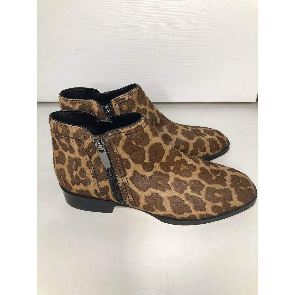 27 Edit Real Fur Cow Dyed‎ Hair Animal Print Ankle Boots Women's Size 7.5 Brown - Image 5